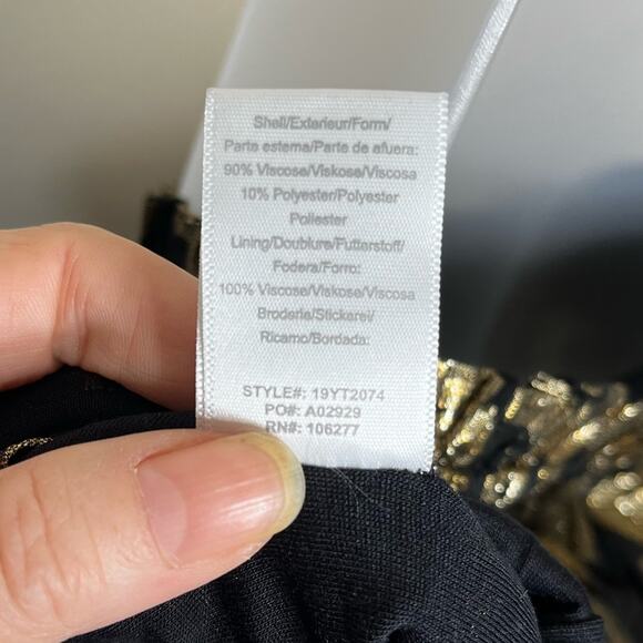 HALE BOB Viola Top Off Shoulder Black & Metallic Gold Floral Blouse Size Small - Picture 7 of 7